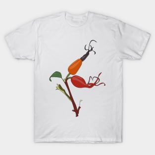 Rose hips on a branch with a green leaf T-Shirt